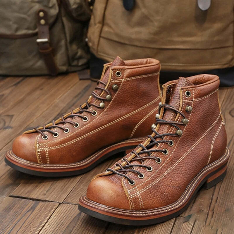 Bottines en cuir marron pour homme au style moderne Podoways