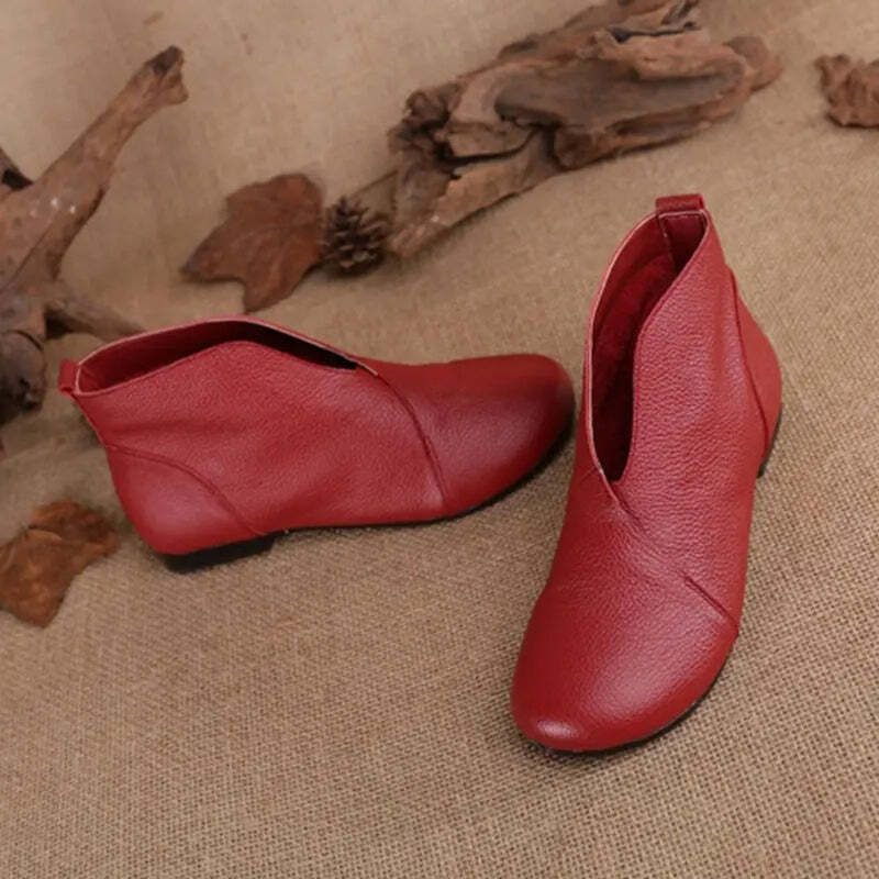 Bottine en cuir rouge pour femme Podoways