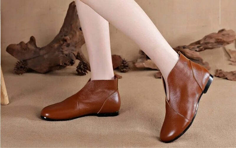 Bottine en cuir rouge pour femme Podoways