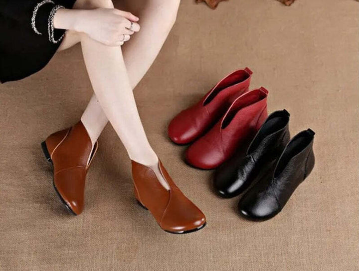 Bottine en cuir rouge pour femme Podoways