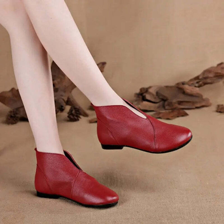 Bottine en cuir rouge pour femme Podoways