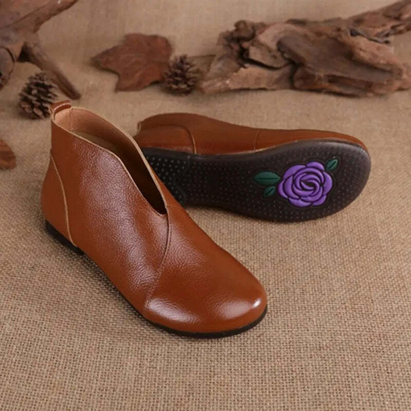 Bottine en cuir rouge pour femme Podoways