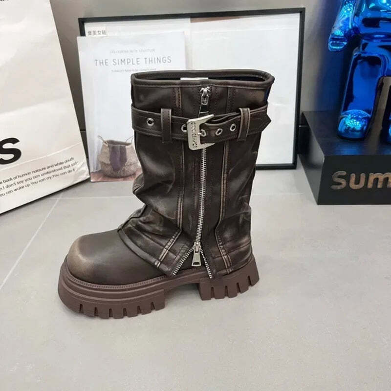 Bottines style motardes en cuir pour femme Podoways