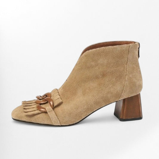 Bottines à talon beige Podoways 34 Chocolate