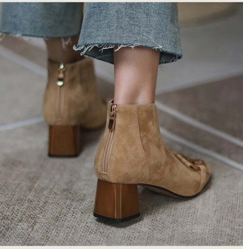 Bottines à talon beige Podoways