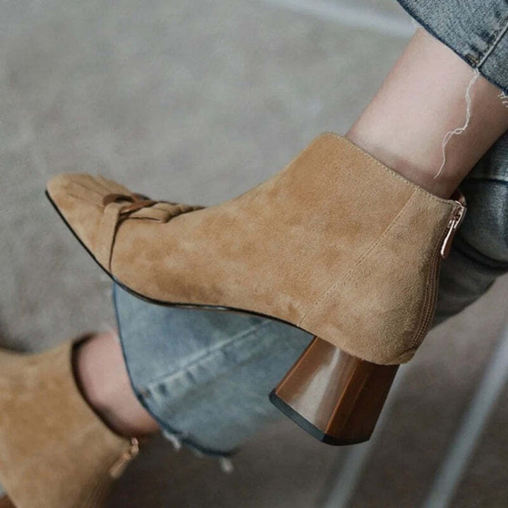 Bottines à talon beige Podoways