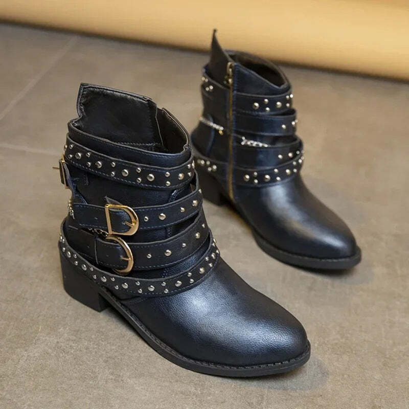 Bottines femme avec clous décoratifs Podoways 36 MidnightBlue