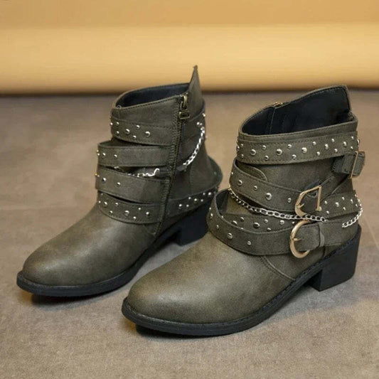 Bottines femme avec clous décoratifs Podoways 36 Green