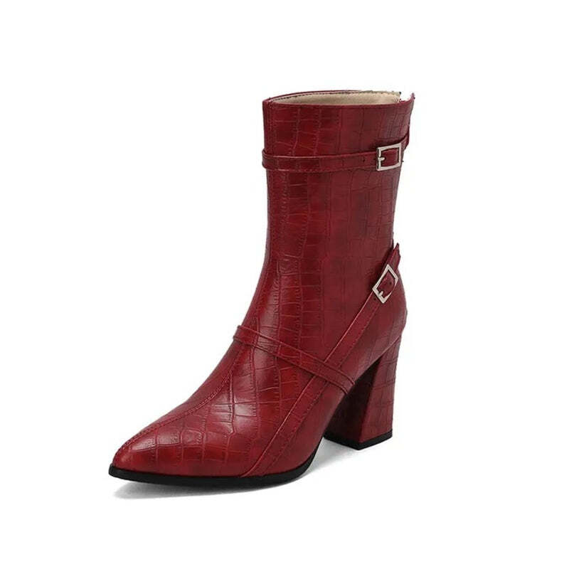 Bottines croco femme Podoways 34 DarkRed