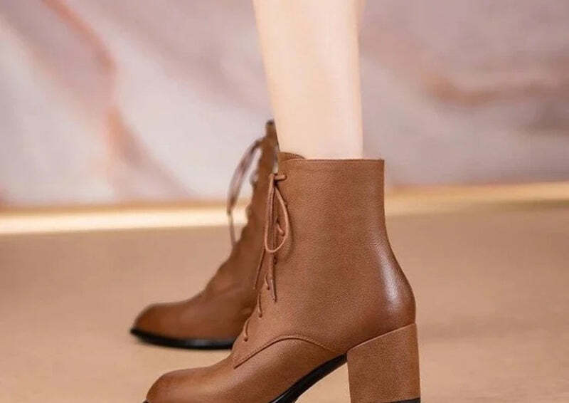 Bottines marron à lacets pour femme Podoways