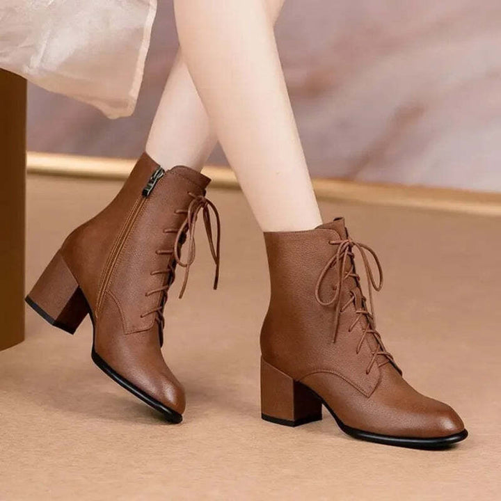 Bottines marron à lacets pour femme Podoways