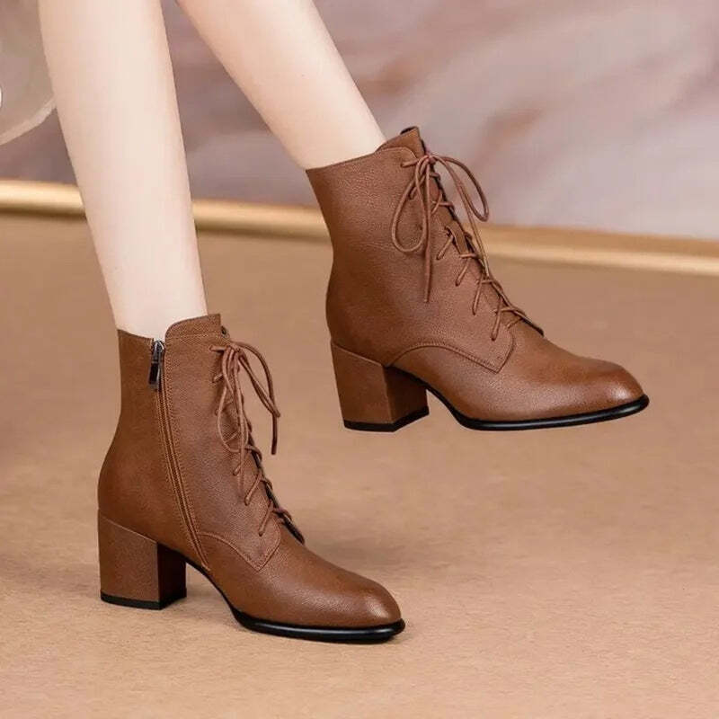 Bottines marron à lacets pour femme Podoways