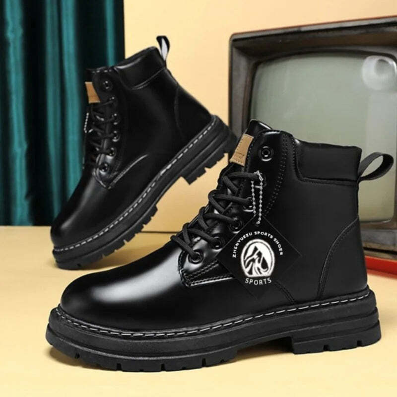 Bottines en cuir noir pour homme Podoways