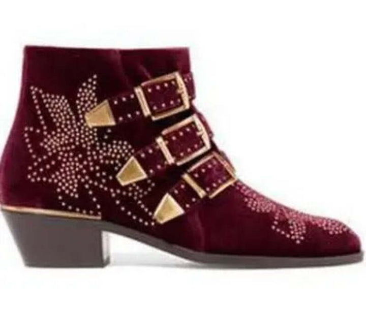 Bottines motard femme Podoways 35 DarkRed