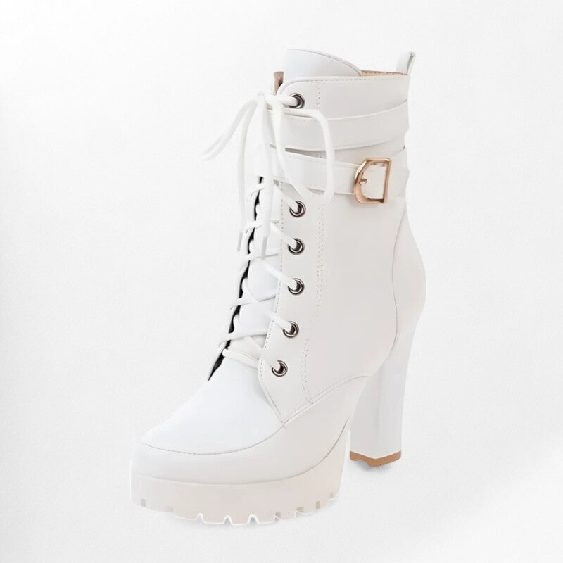 Bottines talons carrés Podoways 34 Blanc