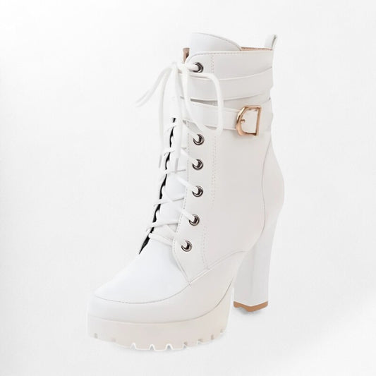 Bottines talons carrés Podoways 34 Blanc