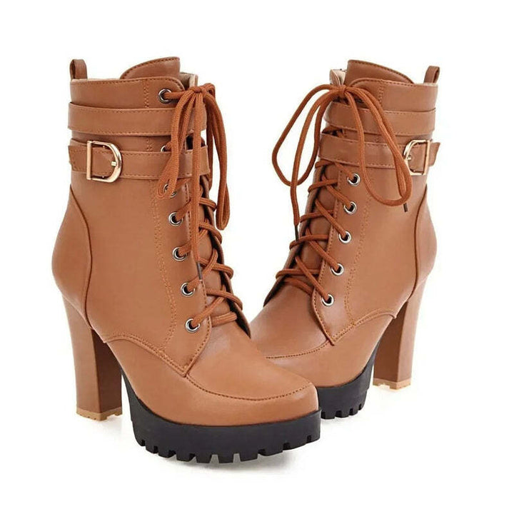 Bottines talons carrés Podoways 34 Chocolate