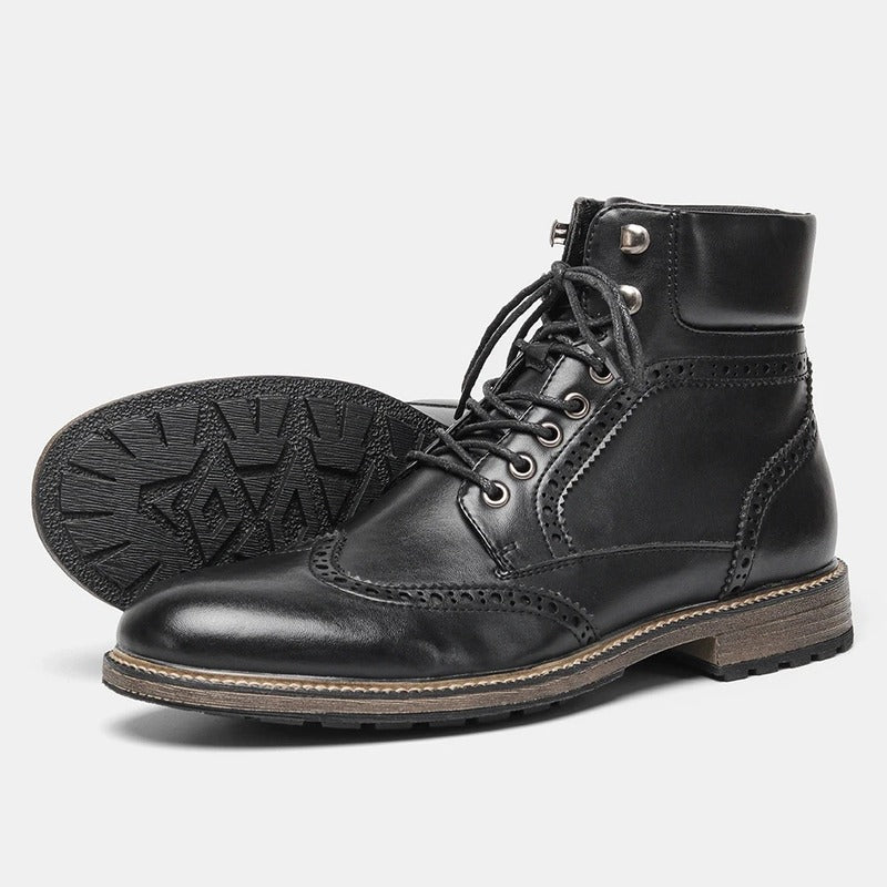 Bottines en cuir marron pour homme Podoways 40 Black