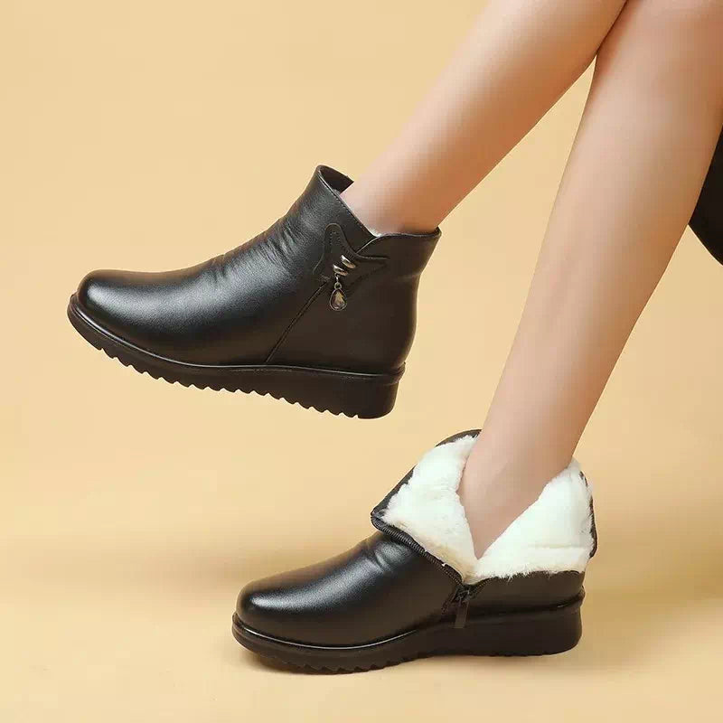 Bottines en cuir avec intérieur en peluche