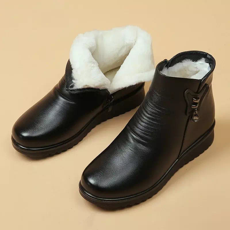 Bottines en cuir avec intérieur en peluche Podoways 36 Noir