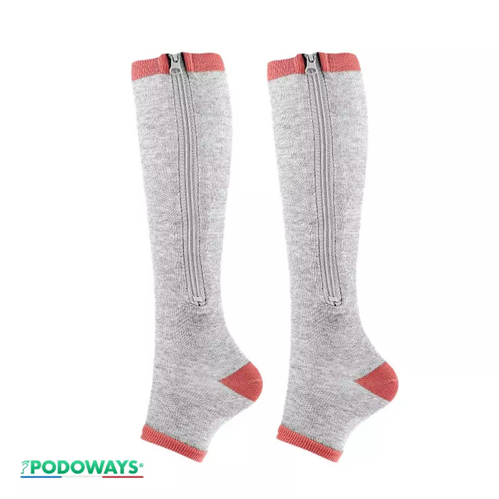 Chaussette de compression longue femme fermeture éclair  Podoways 36 Grey 