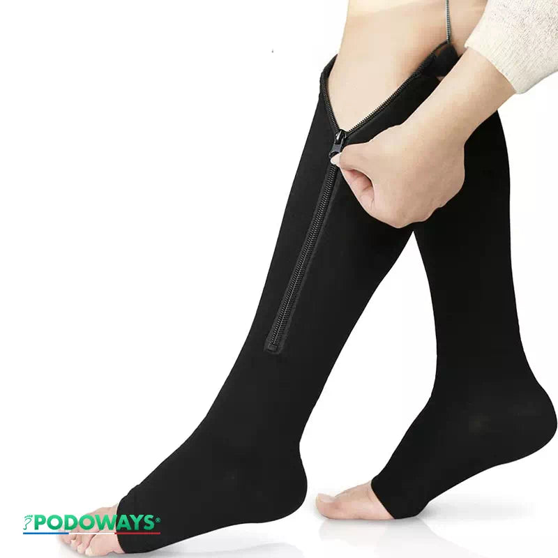 Chaussette de compression longue femme fermeture éclair  Podoways   