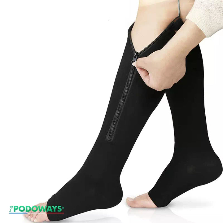 Chaussette de compression longue femme fermeture éclair  Podoways   