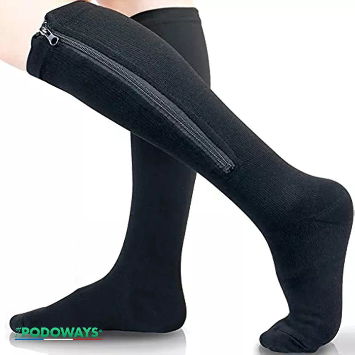 Chaussette de compression longue homme fermeture éclair  Podoways 36 Black 