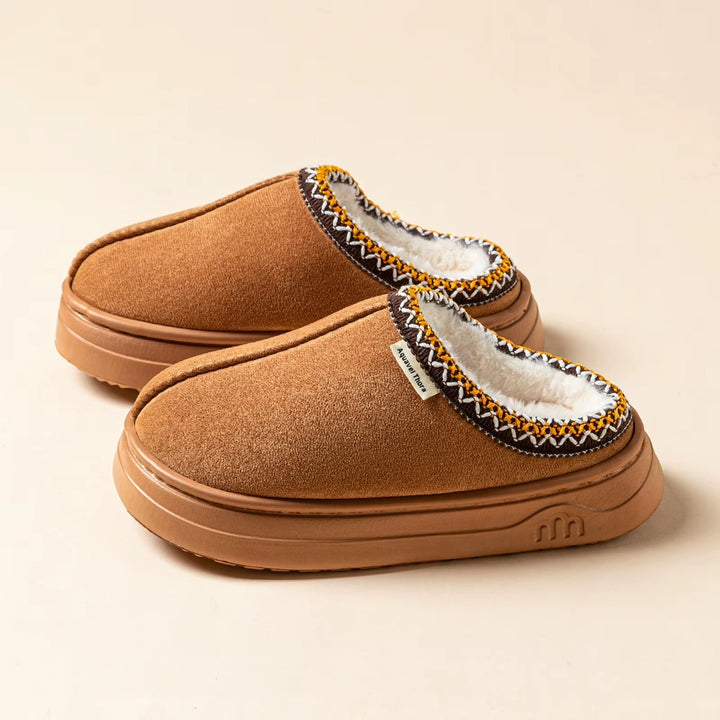Chaussons Chauds Femme – Fourrés avec Semelle Antidérapante Podoways 36 Chocolate