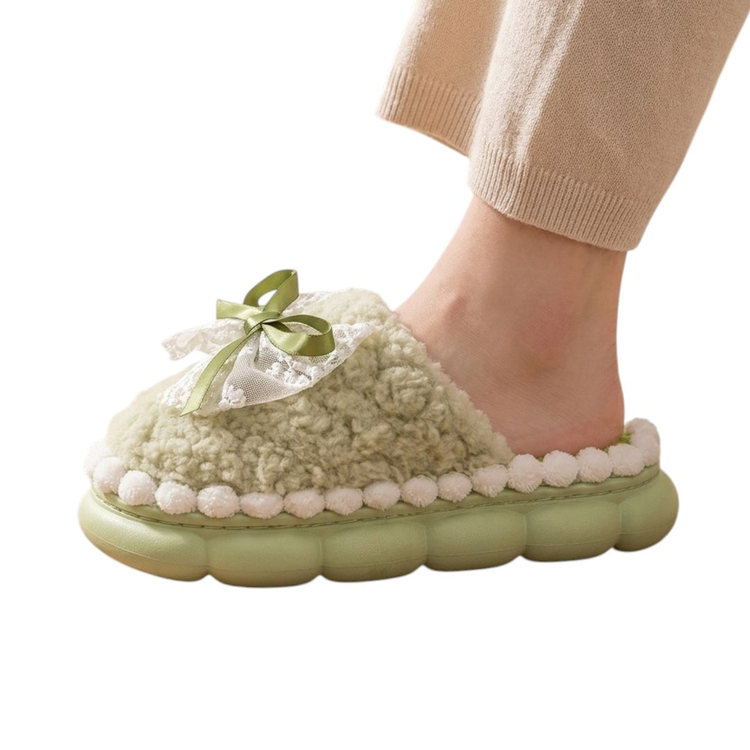 Chaussons Douillets Femme – Fourrés avec Semelle Épaisse Podoways 36 Green