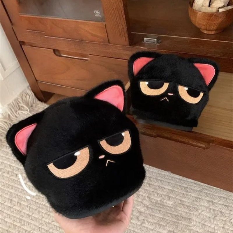 Chaussons femme chat noir Podoways