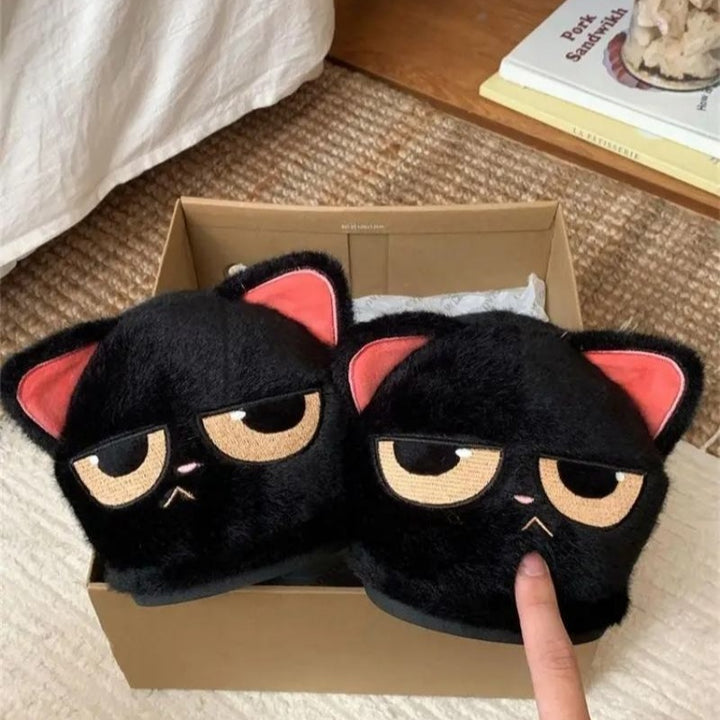 Chaussons femme chat noir Podoways