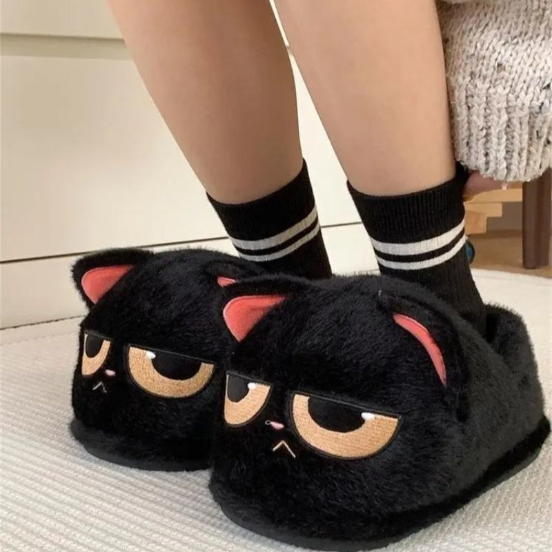 Chaussons femme chat noir Podoways