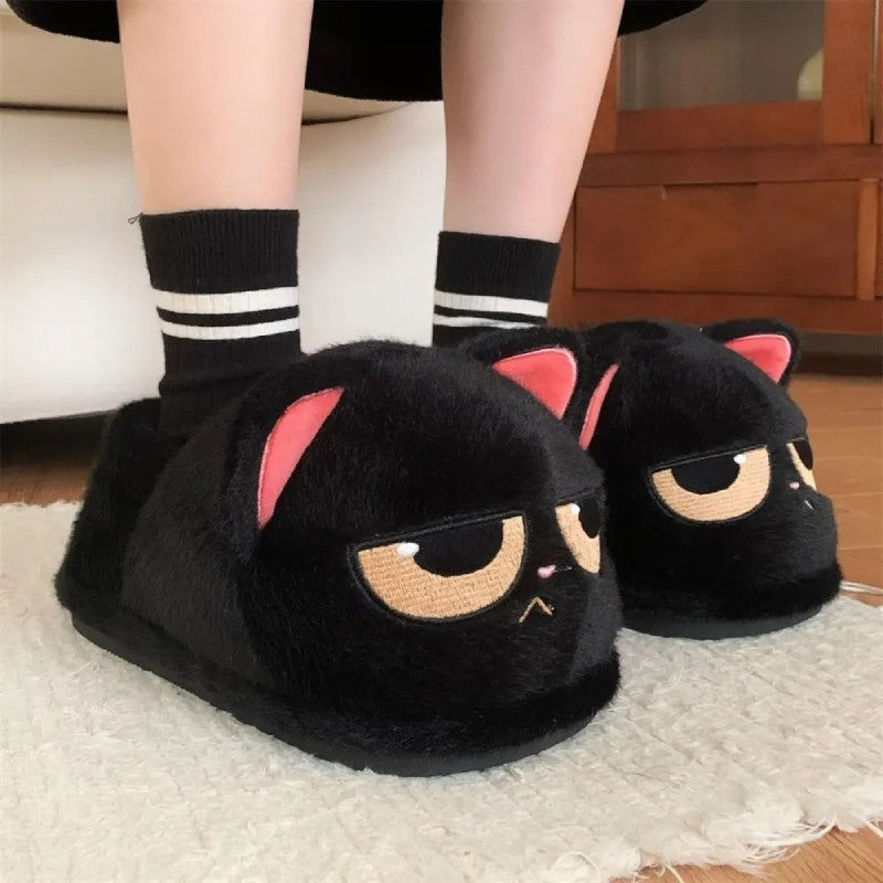 Chaussons femme chat noir Podoways