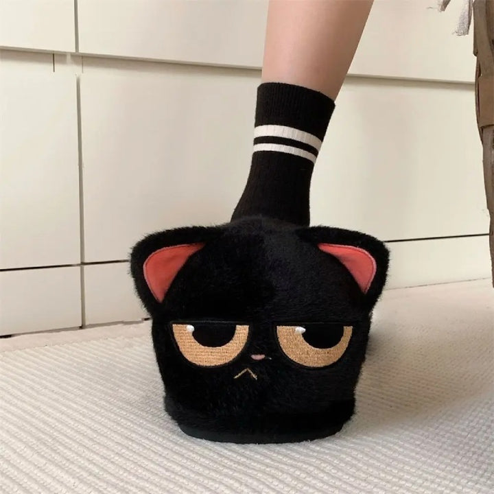 Chaussons femme chat noir Podoways