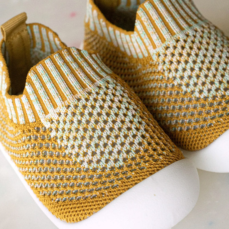 chaussures légères d'été bébé - Jaune maille côtelé