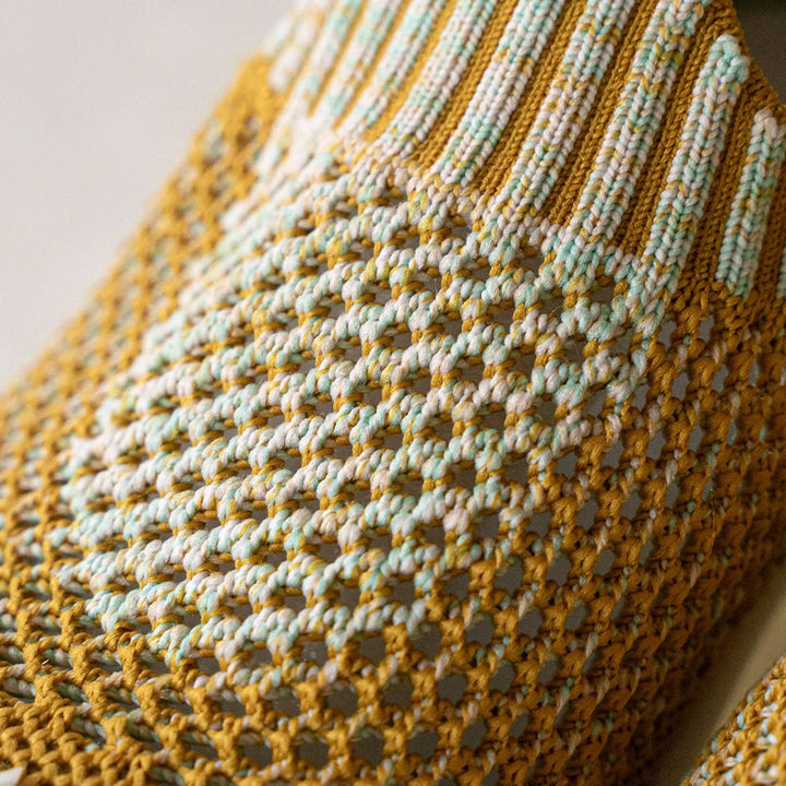 chaussures légères d'été bébé - Jaune maille côtelé  Podoways   