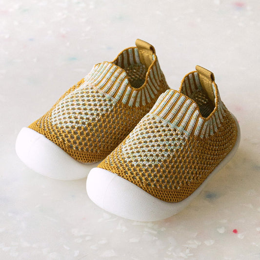 chaussures légères d'été bébé - Jaune maille côtelé  Podoways   