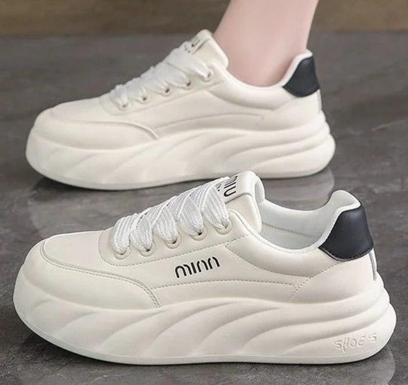 Baskets élégantes femme Beiges Podoways 35 Blanc