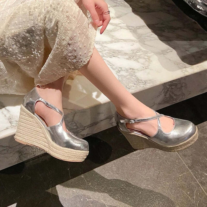 Espadrille argentée femme Podoways