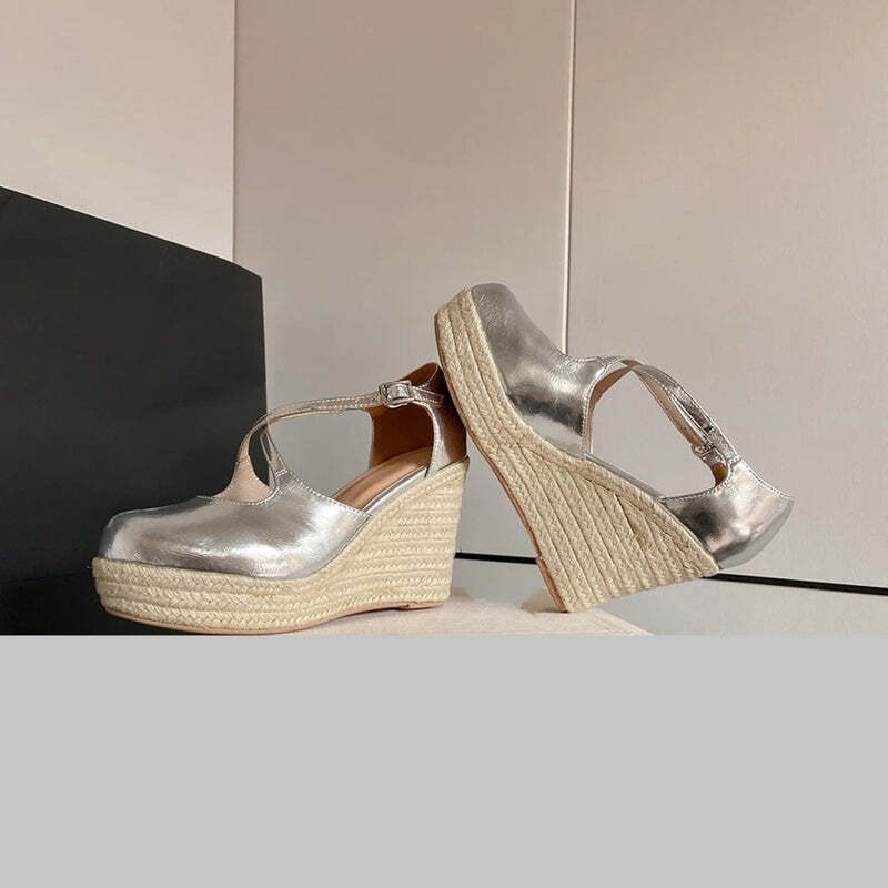 Espadrille argentée femme Podoways