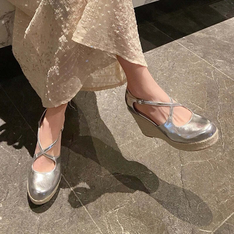 Espadrille argentée femme Podoways