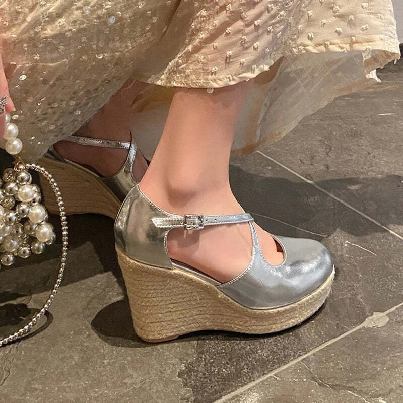 Espadrille argentée femme Podoways