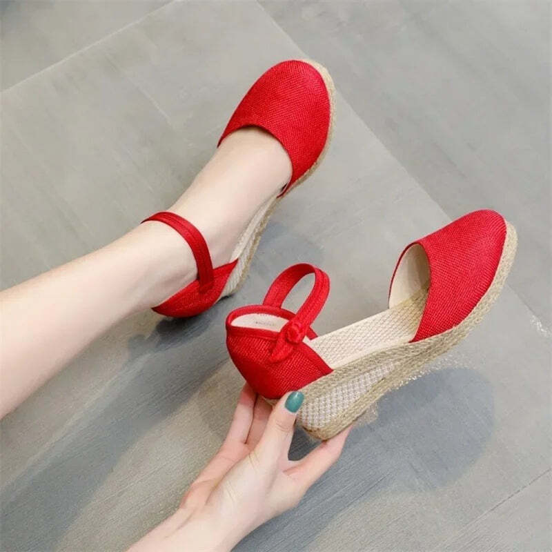 Espadrille femme chic de soirée Podoways 34 Red