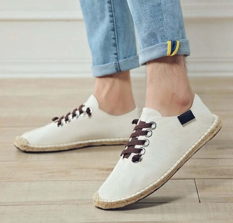 Espadrilles pour homme avec lacets Podoways 39 Blanc