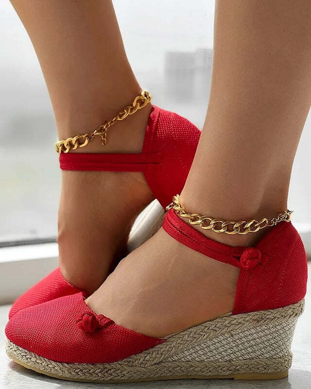 Espadrilles compensées femme Podoways 34 Red