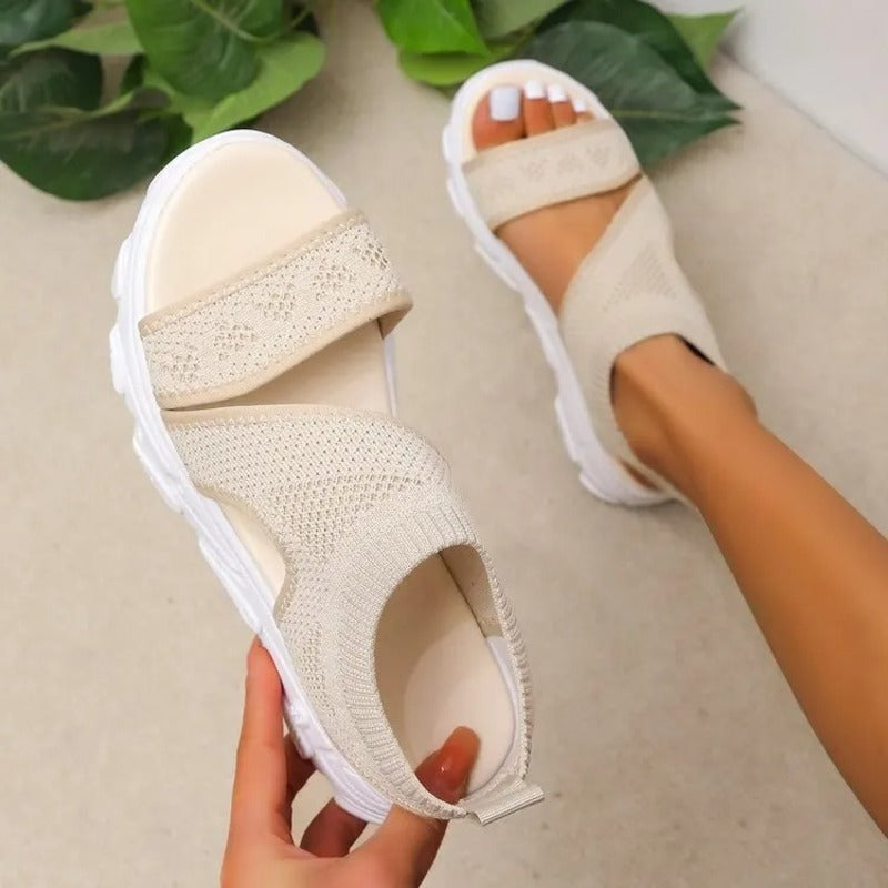 Sandale plate beige femme confort Podoways
