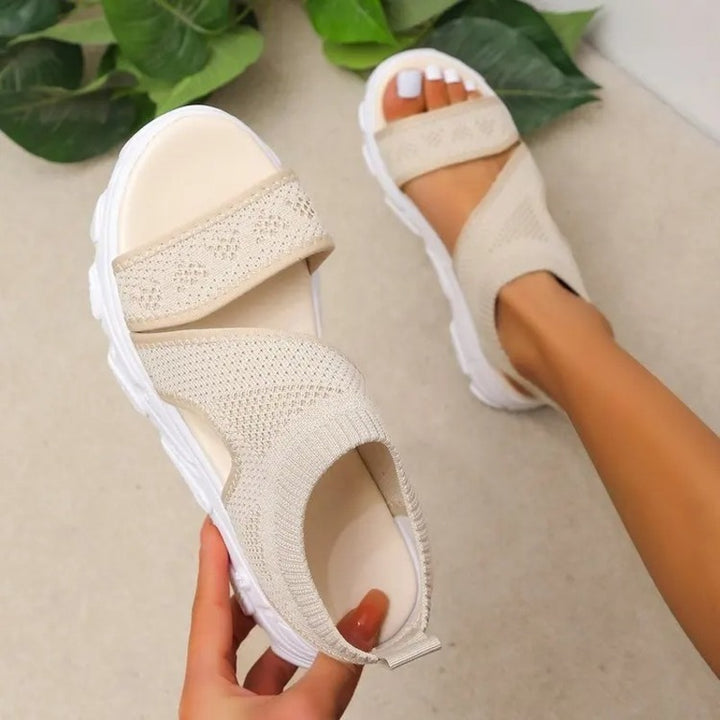 Sandale plate beige femme confort Podoways