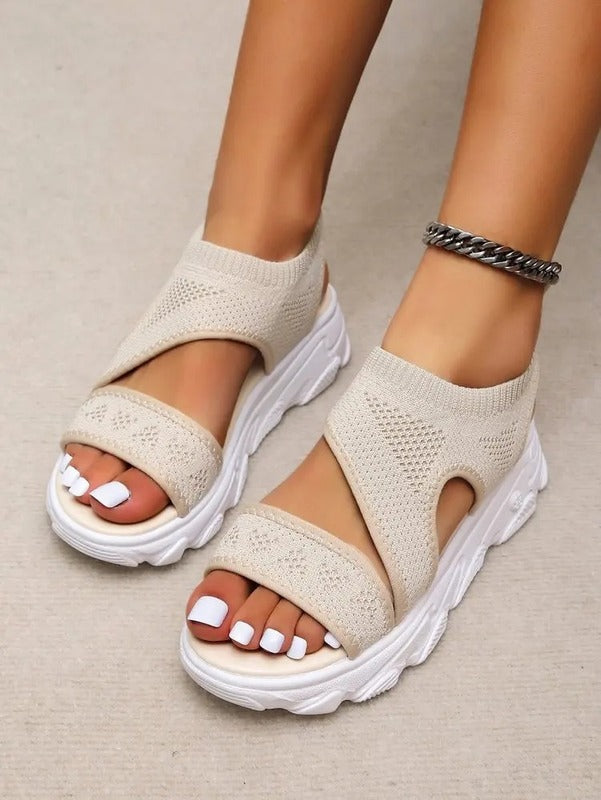 Sandale plate beige femme confort Podoways
