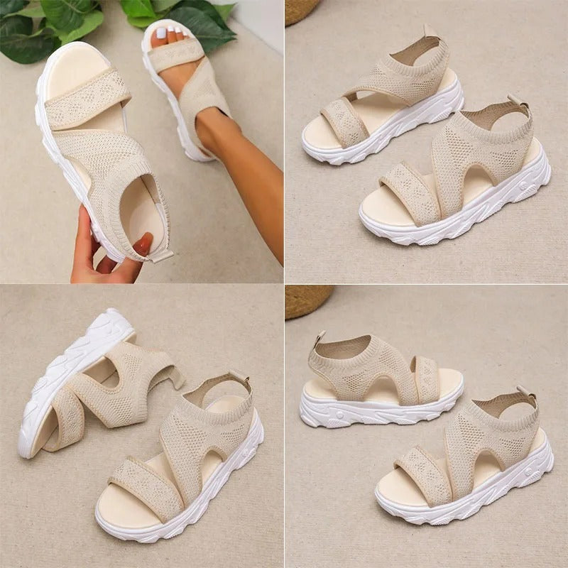 Sandale plate beige femme confort Podoways